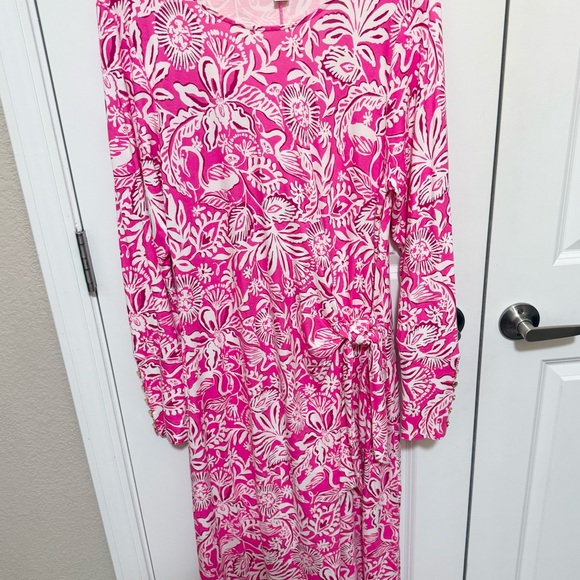 Lilly Pulitzer Bryson Long Sleeve Dress passion fruit pink size XL - Picture 8 of 10